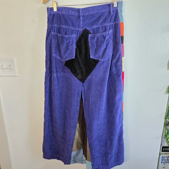 Size M/L – Upcycled Funky Corduroy Patchwork Maxi Skirt (Handmade) - Picture 5 of 5